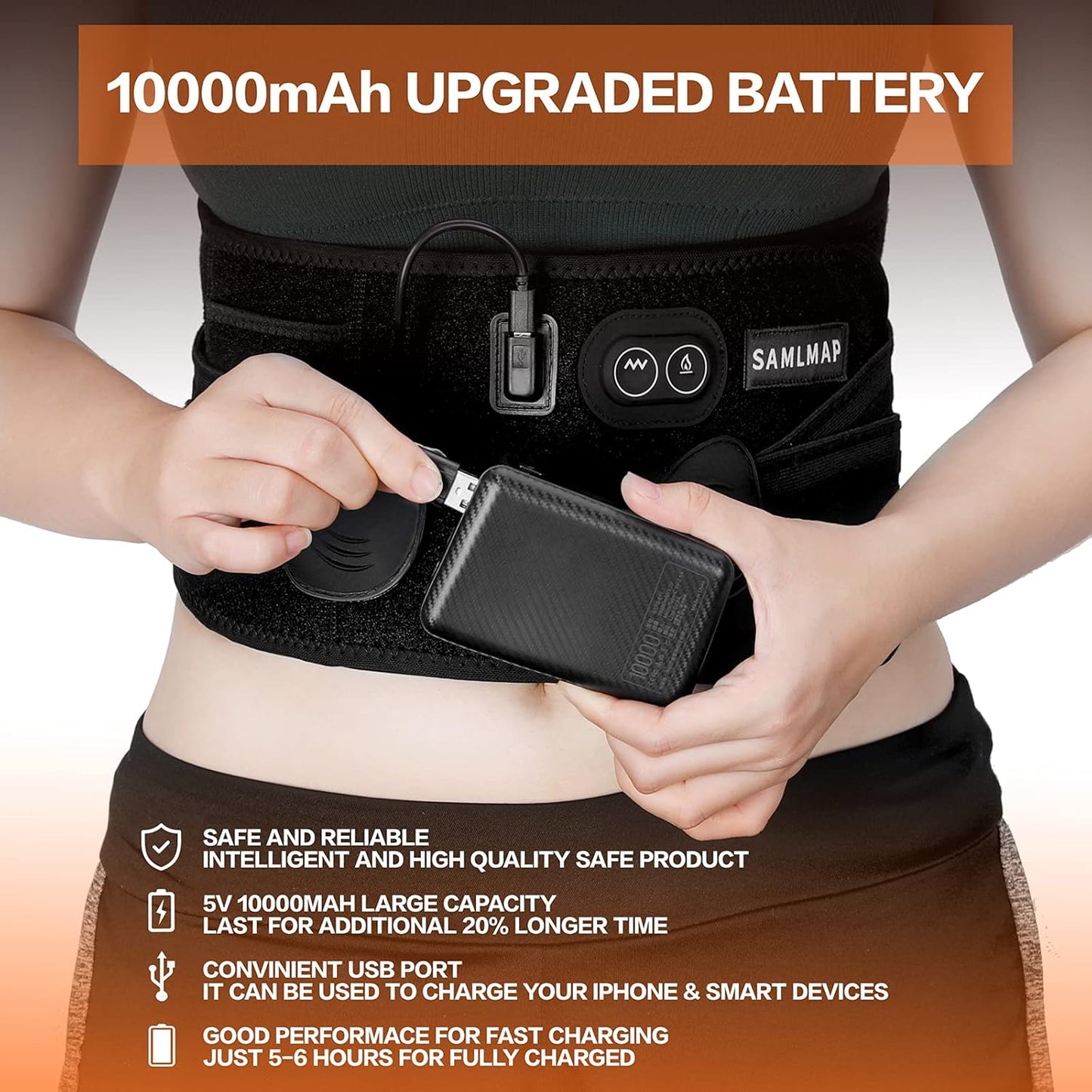 Veyra Noir™ Heated Back Brace – Cordless Lumbar Pain Relief
