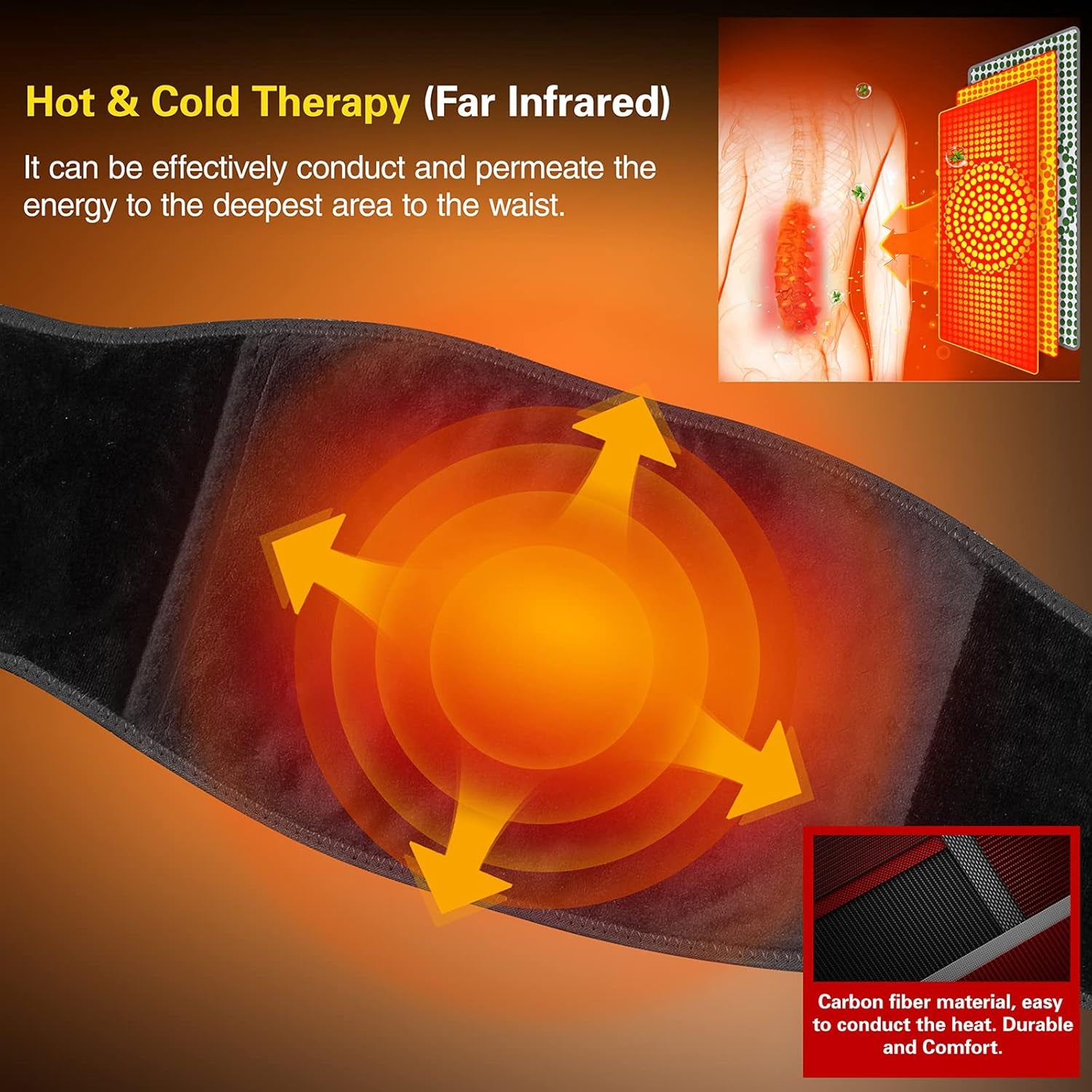 Veyra Noir™ Heated Back Brace – Cordless Lumbar Pain Relief