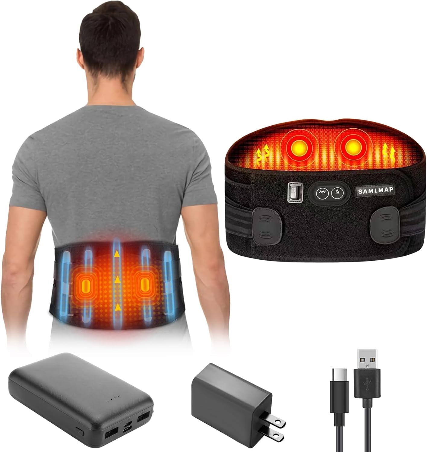 Veyra Noir™ Heated Back Brace – Cordless Lumbar Pain Relief