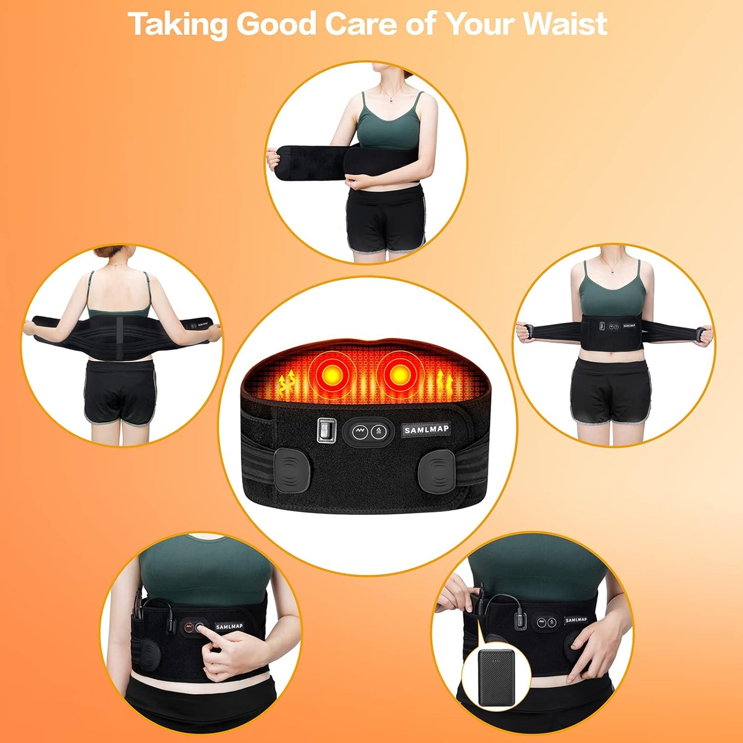 Veyra Noir™ Heated Back Brace – Cordless Lumbar Pain Relief